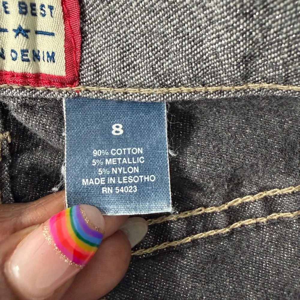 Old Navy Kids Girls Gray Glitter Metallic Flare Leg Denim Jeans‎ Y2K Size 8